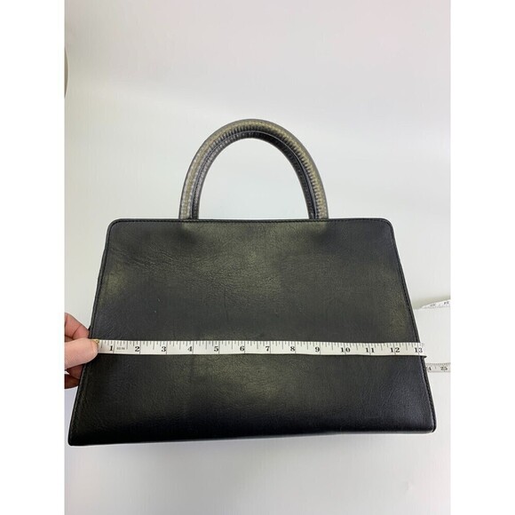 Zac Posen Satchel Purse Black Leather Fur Stripes Tote Crossbody Strap Snap - Picture 14 of 16